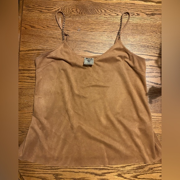 Vocal Rhinestone Strap Suede Tank-Top - Picture 2 of 7